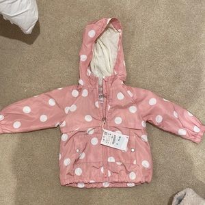 Zara Girls' Pink Polka Dot Hooded Raincoat
